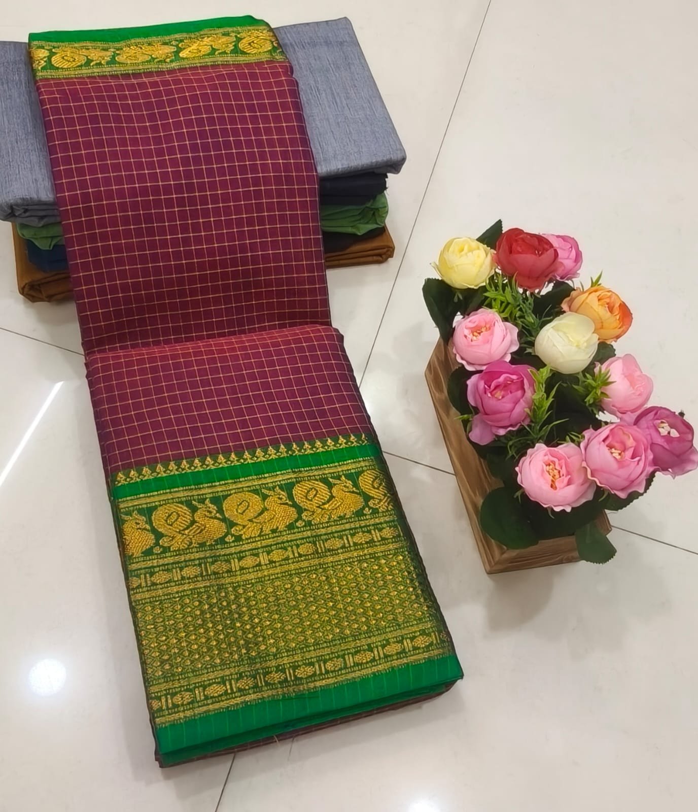 Maroon Kanchi Cotton Saree